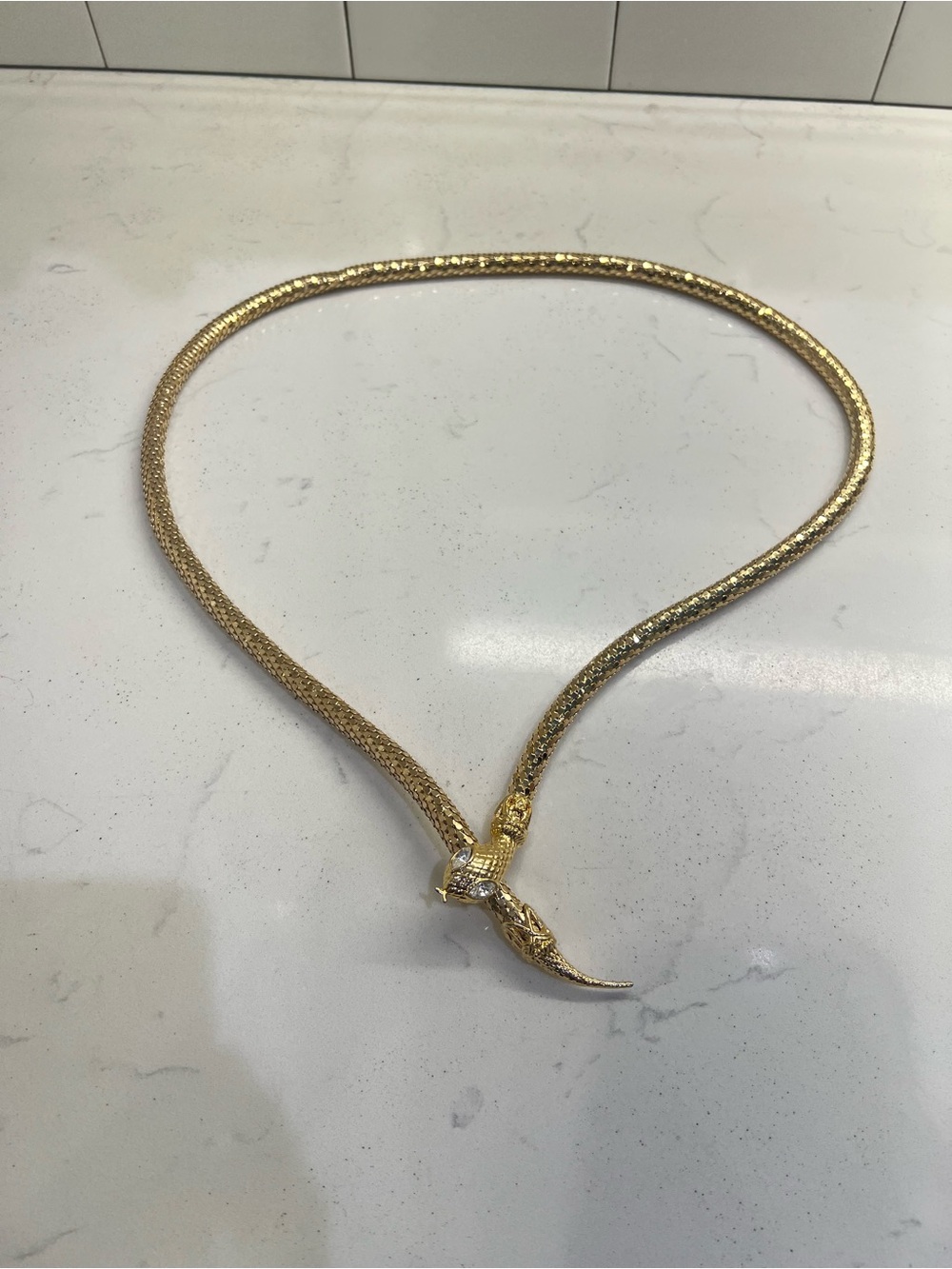 Vintage Gold Mesh Snake Serpent Necklace Belt Lariat